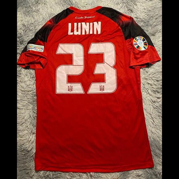 UKRAINE NATIONAL MATCH WORN JERSEY LUNIN #23 Real Madrid Euro 2024 VS Romania - Picture 2 of 9